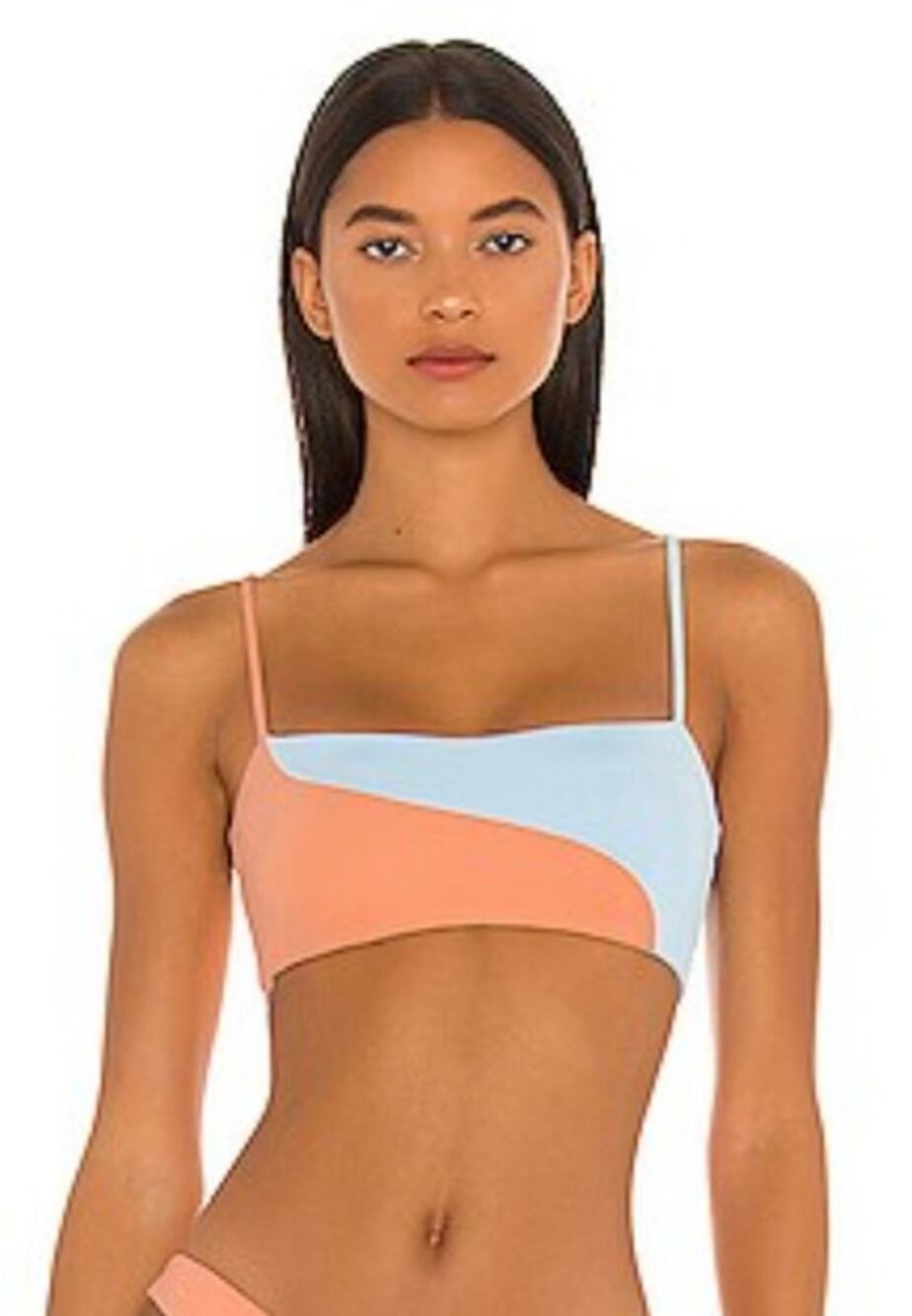 L*Space Ari Bikini Top in Blue Orange Colorblock Size Small NWT